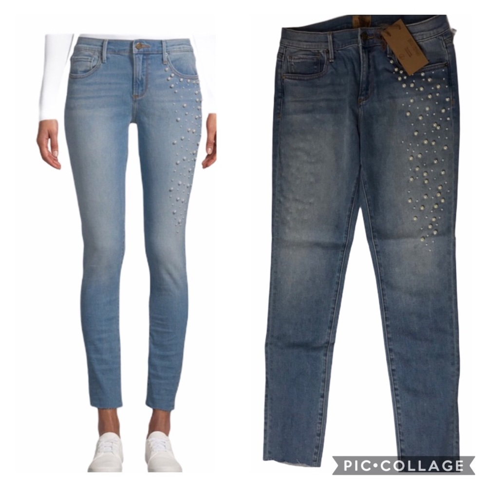 DRIFTWOOD Jackie Raw Hem Faux Pearl Jean 28